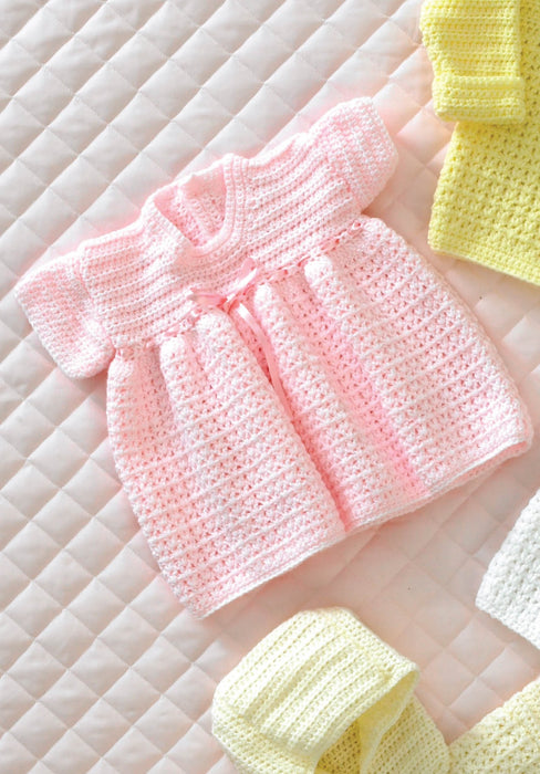 King Cole 3152 CROCHET Pattern - Baby Jacket, Cardigan & Dresses DK (Prem - 4 Years)