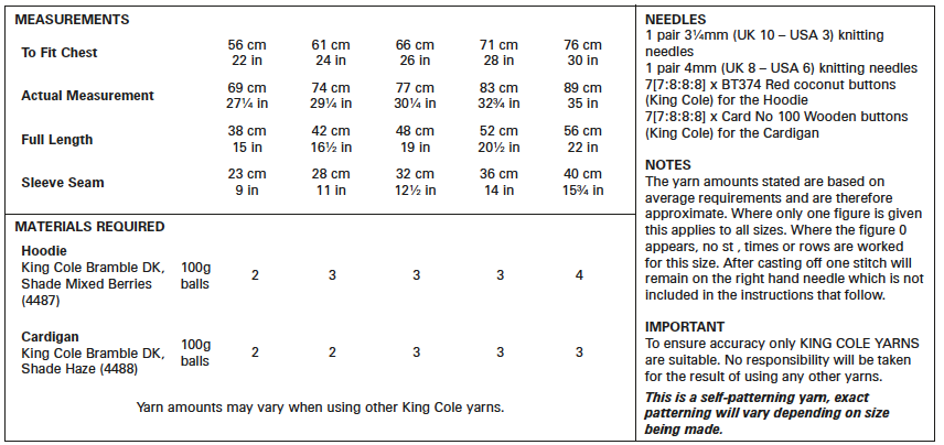 King Cole 5644 Double Knitting Pattern - Easy Knit DK Cardigan & Hoodie for Children (22-30in)