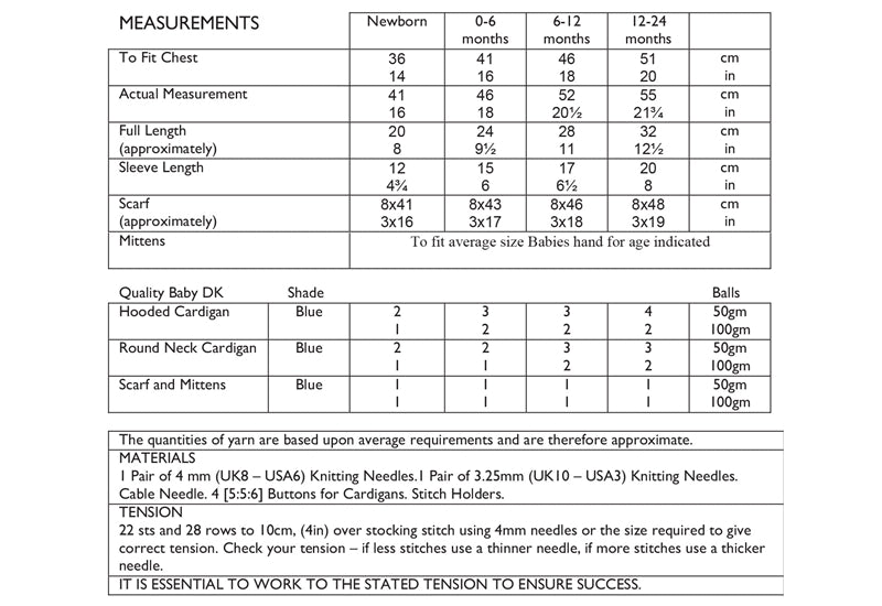UKHKA 86 Double Knitting Pattern - DK Baby Cardigans, Scarf & Mittens (0 to 2 Yrs)