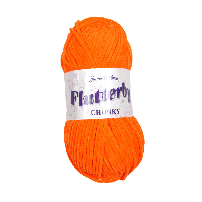 James C Brett Flutterby Chunky - B65 Clementine - 100g Chenille Plush