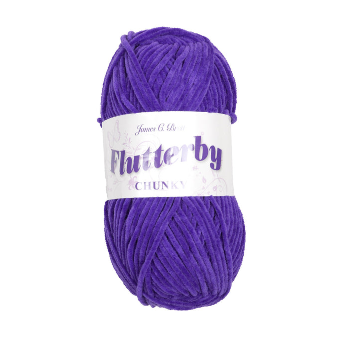 James C Brett Flutterby Chunky - B66 Emperor Purple - 100g Chenille Plush