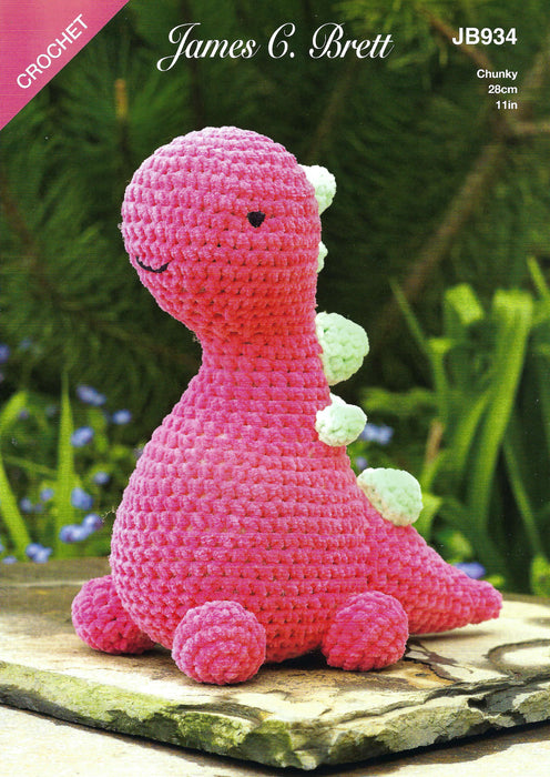 James C Brett JB934 Flutterby Chunky CROCHET pattern - Barney Brettosaurus Toy