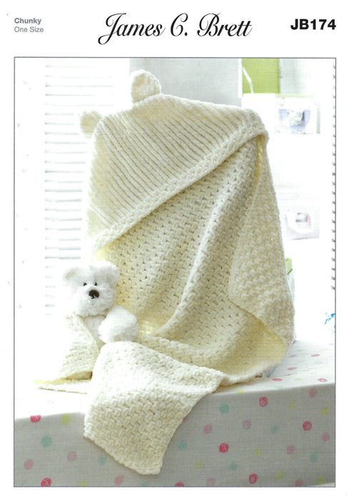 James C Brett JB174 Baby Blanket Knitting Pattern For Flutterby Chunky