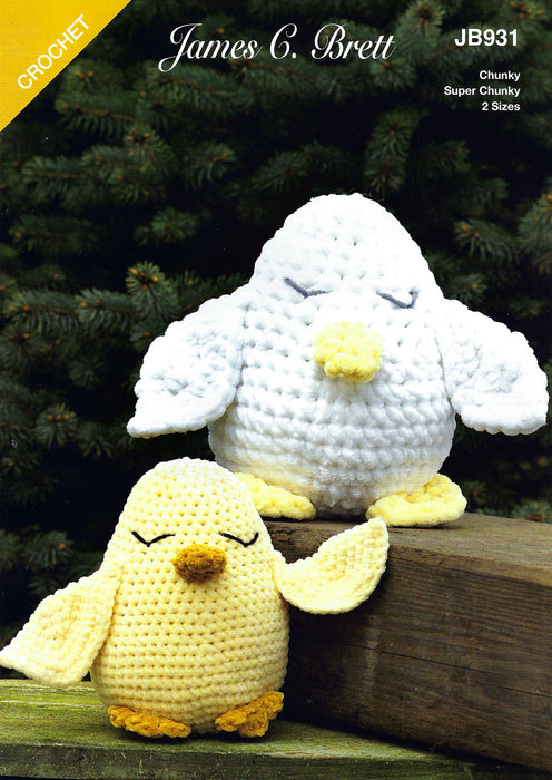 James C Brett JB931 Flutterby Chunky CROCHET pattern - Eggbert & Chuckles Chicks Toy