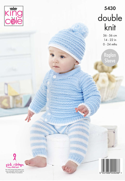 King Cole 5430 Double Knitting Pattern - Baby Set 0 to 24 months