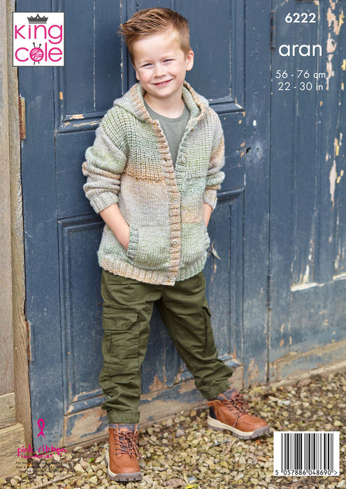 King Cole 6222 Aran Knitting Pattern for Children's Hoodies (22-30in)