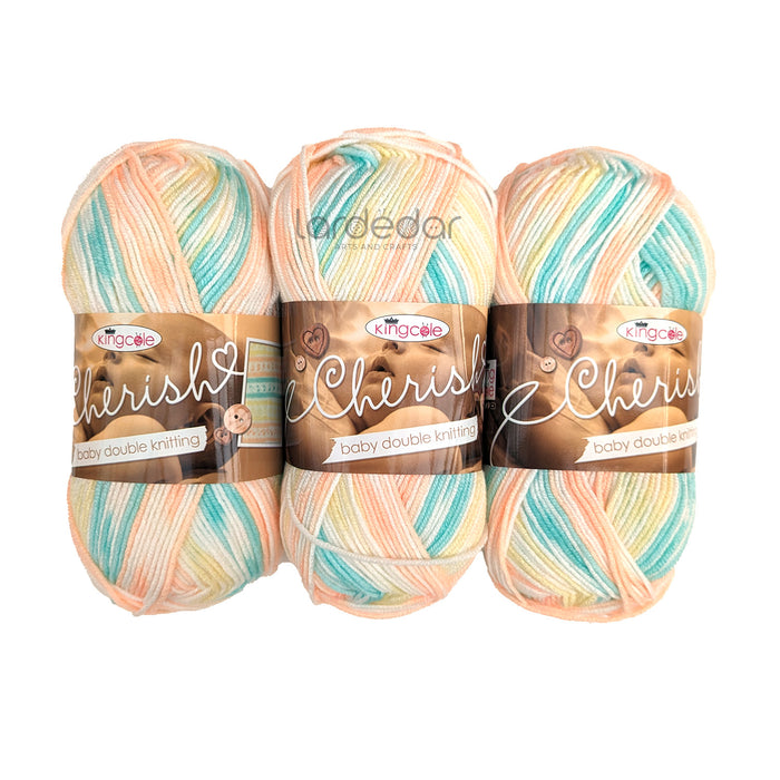 King Cole Cherish DK Yarn in Spearmint - 3512 - 100g Ball of Self Patterning Double Knitting Wool