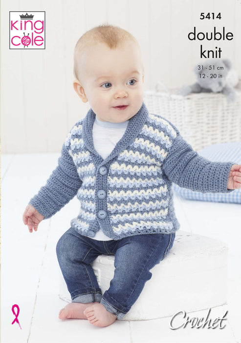 King Cole 5414 CROCHET Pattern - Baby DK Jacket, Helmet and Blanket (12-20in)