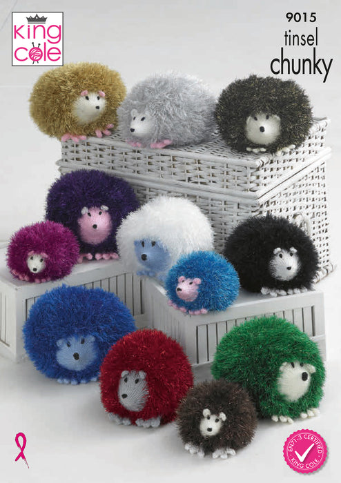 King Cole 9015 Chunky Knitting Pattern - Tinsel Hedgehog Toys