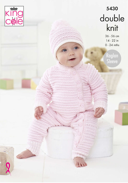 King Cole 5430 Double Knitting Pattern - Baby Set 0 to 24 months