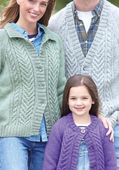 King Cole 5957 Aran Knitting Pattern - Men, Women & Children's Cardigans