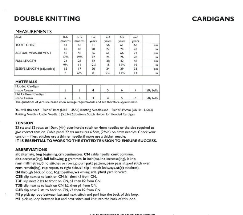 UKHKA 180 Double Knitting Pattern - DK Baby / Children Cardigans (0 - 7yrs)