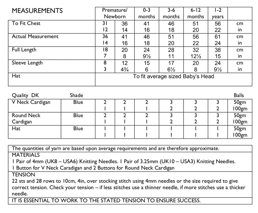 UKHKA 92 Double Knitting Pattern - DK Baby Cardigans and Hat (Prem to 2 years)
